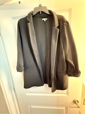 Maurices Black Open-Front Blazer with Rolled Cuffs